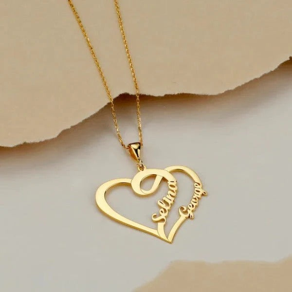 Heart Shape Couples Name Necklace
