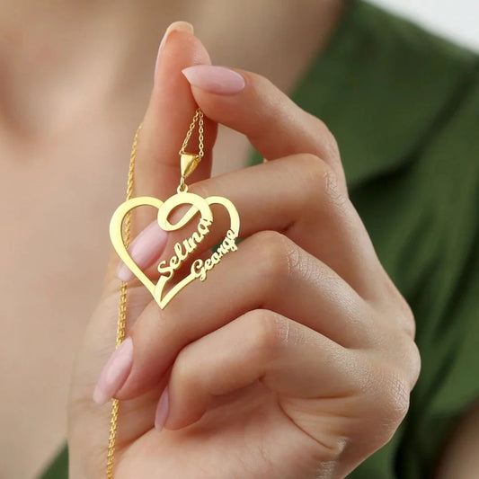 Heart Shape  Couples Name Necklace